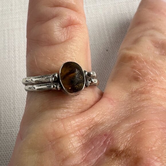 Larimar and Amber Silver Flip Ring Size 9.5 - Picture 14 of 14